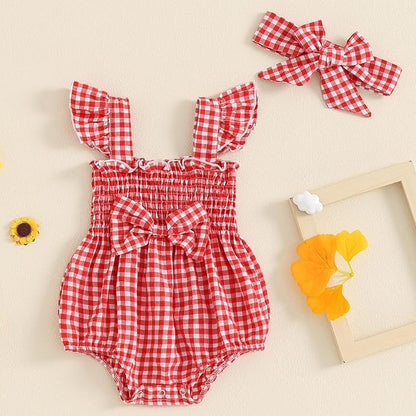 Newborn Baby Girl Bodysuit Sleeveless Halter Frill Romper One-piece Jumpsuit with Headband Summer Clothes Set