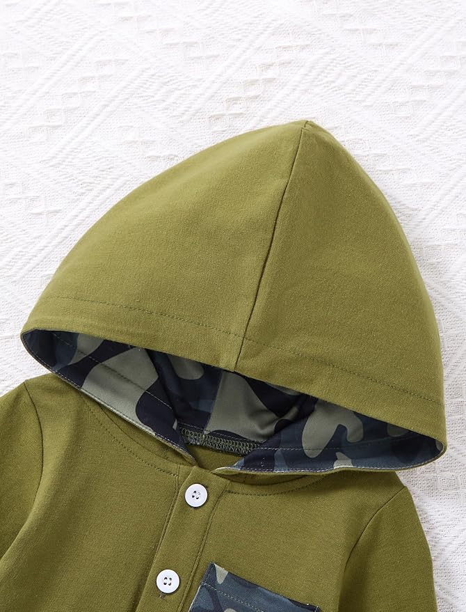 Baby Boy Clothes Long Sleeve Hoodie Romper and Plaid Pants Set Fall Winter Baby Boy Outfit 0–18 Months