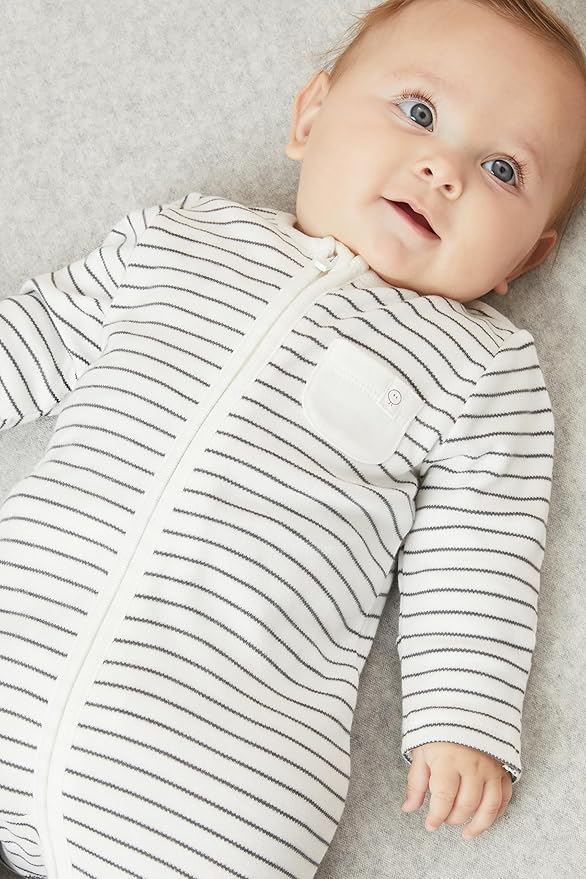 MORI Baby Unisex Clever Pajamas with Two Way Zip - Comfort Breathable Jumpsuit Footed Nightwear for Toddler Boys and Girls