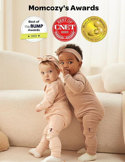 Momcozy Baby Pajamas with Temp-Sensing Label, 0-24M Footed Onesie Sleepers, Soft Romper for Newborns & Toddlers