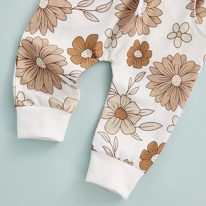 3Pcs Baby Girl Outfits Daisy Sweatshirt + Pants + Headband Infant Fall Winter Clothes