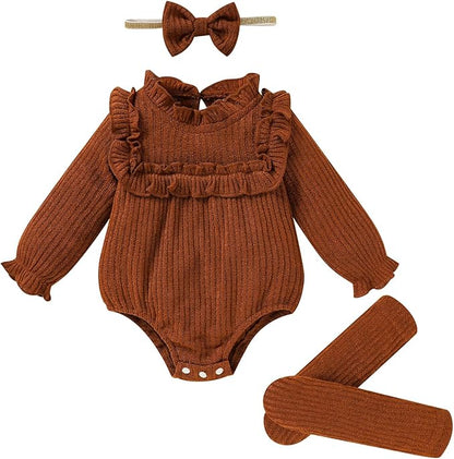 GRNSHTS Newborn Baby Girl Clothes Ruffle Rompers Toddler Fall Outfits for Girls Set Little Girl Fall Winter Clothing