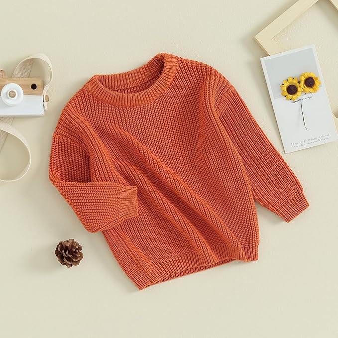 Newborn Baby Boy Girl Knit Sweater Long Sleeve Solid Winter Warm Sweatshirt Top Outfit Infant Toddler Fall Clothes