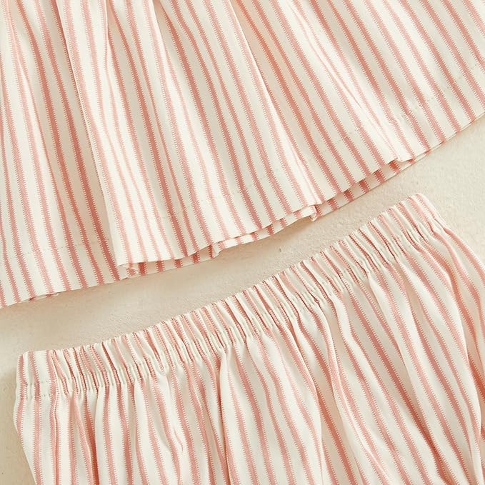 Mubineo Baby Girl Summer Clothes Cute Ruffle Tops Dress Shorts Outfits Set Infant Toddler Shrit Bloomers Princess Outfit