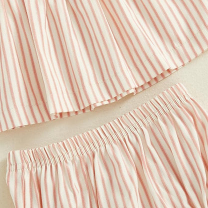 Mubineo Baby Girl Summer Clothes Cute Ruffle Tops Dress Shorts Outfits Set Infant Toddler Shrit Bloomers Princess Outfit