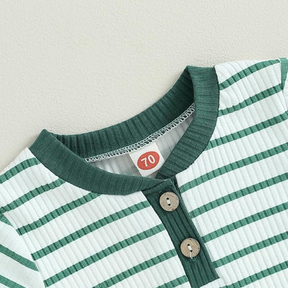 Newborn Baby Boy Girl Clothes Ribbed Knitted Long Sleeve Romper Pants Solid Cotton Infant Fall Winter Outfits 2Pcs