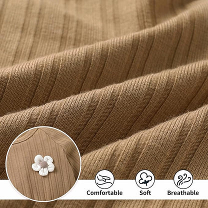 YOUNGER TREE Newborn Baby Girl Romper Dress Outfits Long Sleeve Floral Tutu Bodysuit with Leggings Hat Infant Fall Clothes