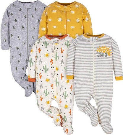 Gerber unisex-baby 4 Pack Sleep 'N Play Footie