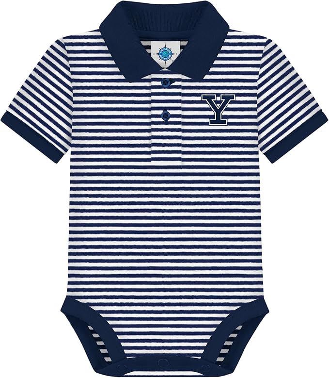 Creative Knitwear College Baby Striped Polo Bodysuit - Team Logo, Multiple Colors, for Boys & Girls (0-12 Months)