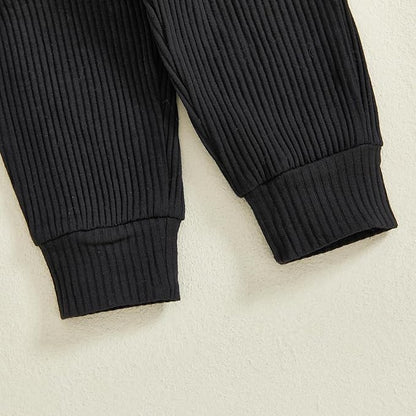 fhutpw Baby Boy Clothes 3 6 12 18 Months Ribbed Knitted Long Sleeve Romper and Pants Sets Newborn Fall Splicing Color Outfits