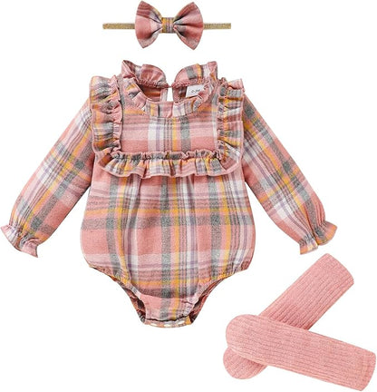 GRNSHTS Newborn Baby Girl Clothes Ruffle Rompers Toddler Fall Outfits for Girls Set Little Girl Fall Winter Clothing