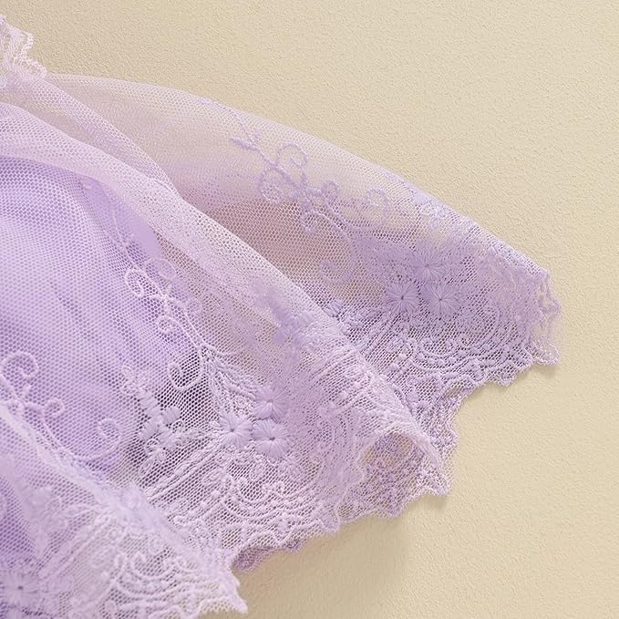 Infant Baby Girl Lace Romper Baby Tulle Dress Romper Flowers Bodysuit Spring Summer Festival Clothes with Headband