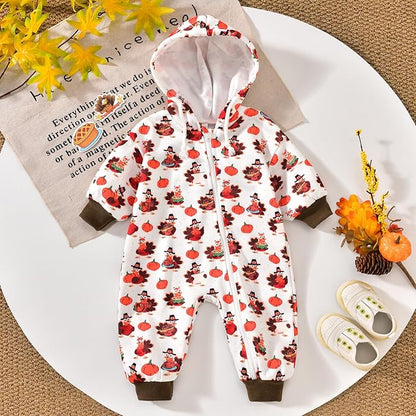 Unutiylo Unisex Baby Boys Girls Long Sleeve Infant Baby Zipper Hooded Jumpsuits Romper Loose Outfit Clothes