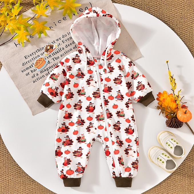 Unutiylo Unisex Baby Boys Girls Long Sleeve Infant Baby Zipper Hooded Jumpsuits Romper Loose Outfit Clothes