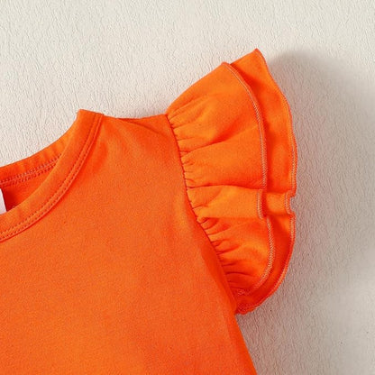 12M-14Y Toddler Baby Girls T Shirt Solid Color Blouse Ruffle Top Cotton Casual Tees Plain Shirt