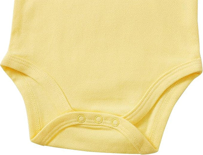 ROMPERINBOX Newborn Baby Boy Collared Onsies Polo Shirt Bodysuit Pique Solid Color Mesh Bubble Short Sleeve Romper Clothes