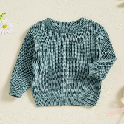 Newborn Baby Boy Girl Knit Sweater Long Sleeve Solid Winter Warm Sweatshirt Top Outfit Infant Toddler Fall Clothes