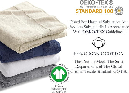 Delara Organic Cotton Luxuriously Plush Bath Towel 10 Piece Set|GOTS & Oeko-TEX Certified|Premium Hotel Quality Towels|Feather Touch Technology|650 GSM Long Staple|Soft, Quick Dry & Ultra-Absorbent