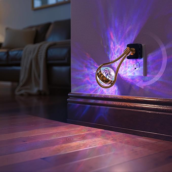 Briignite RGB Night Lights Plug into Wall, Color Changing Nightlight with Dusk to Dawn Sensor, 330° Rotating Night Light with Waterdrop Design, Ideal for Bedroom, Living Room, Home Decor, 2pack