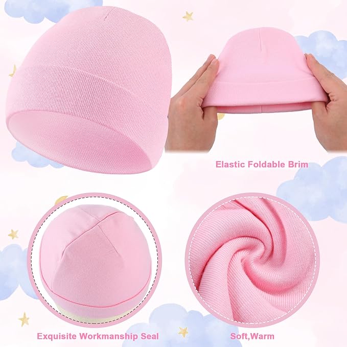 Newcotte 6 Pcs Preemie Baby Hats Cotton Preemie Caps Warm Newborn Beanie Premature Hat for Nicu Premature Boy Girl