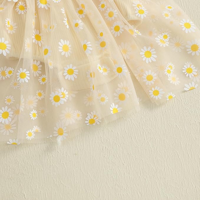 Baby Girl Clothes Daisy Ribbed Bodysuit Sleeveless Romper Dress Summer Outfit for Girls Newborn 3 6 9 12 18 Months