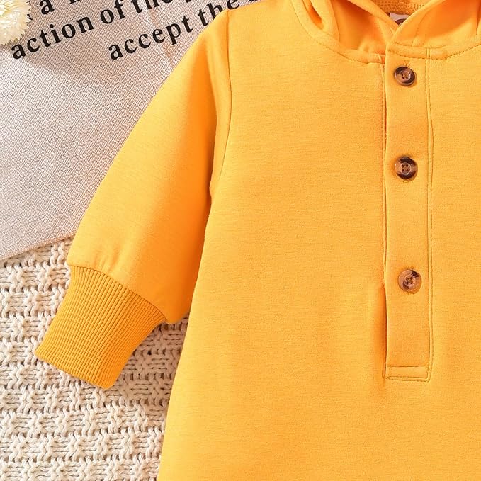 Unisex Baby Hooded Jumpsuit Infant Boy Girl Long Sleeves Romper Fall Winter Spring Outfits Preemie-18 Months