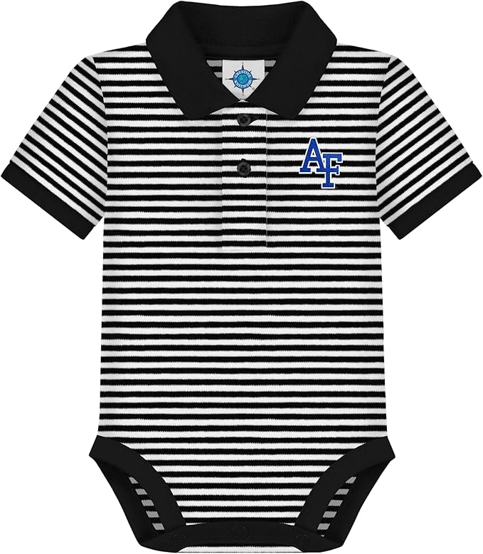 Creative Knitwear College Baby Striped Polo Bodysuit - Team Logo, Multiple Colors, for Boys & Girls (0-12 Months)