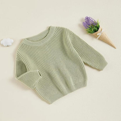 Newborn Baby Boy Girl Knit Sweater Long Sleeve Solid Winter Warm Sweatshirt Top Outfit Infant Toddler Fall Clothes
