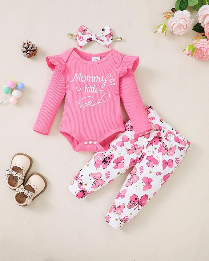Newborn Baby Girl Clothes Infant Girl Outfits 0 3 6 12 18 Months Clothes for Girls Headband Clothing Set
