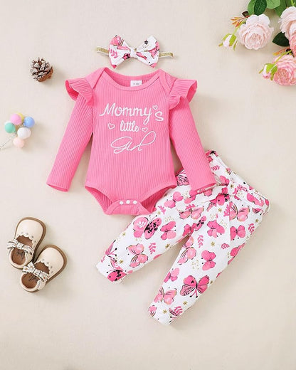 Newborn Baby Girl Clothes Infant Girl Outfits 0 3 6 12 18 Months Clothes for Girls Headband Clothing Set