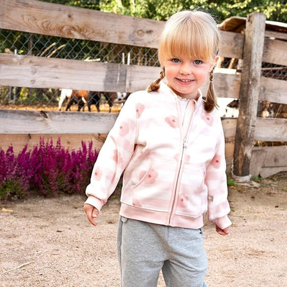 DAVE&BELLA Toddler Printed Polar Fleece Jacket, Zip Up Lightweight Outerwear for Kids Boys Girls Fall Spring Coat 2-9 Years