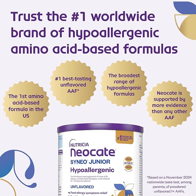 Nutricia Neocate Syneo Junior - Hypoallergenic, Dairy-free, Amino Acid-Based Formula for 1+ Years - For Toddlers, Kids & Teens - Powdered Formula - Syneo Junior - 14.1 oz can (Case of 1)