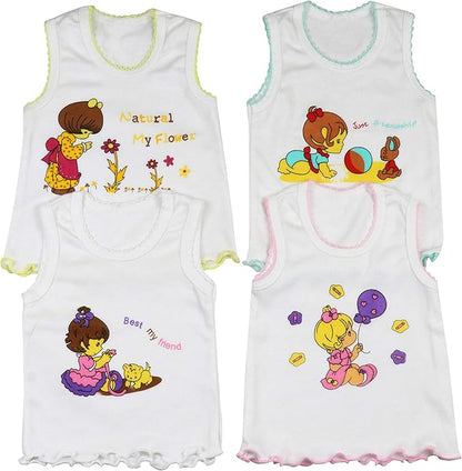 ToBeInStyle Girl's 4 Pack Ruffle Hem Cotton Tank Tops