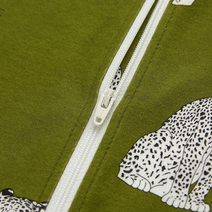 Owlivia Organic Cotton Baby Pajamas, Boys Girls Zip Front Sleep 'N Play Pjs, Footed Sleeper, Long Sleeve