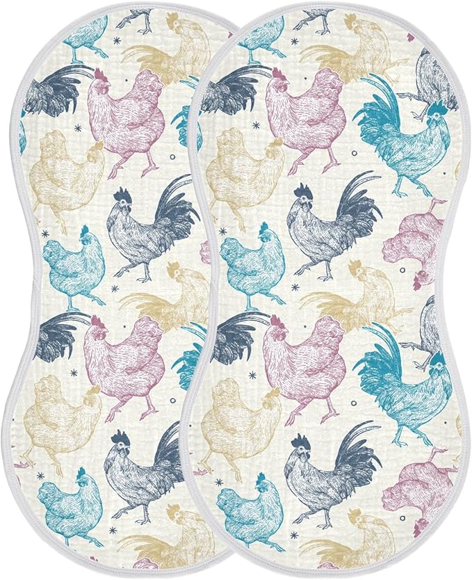 vvfelixl Baby Burp Cloths Chicken Collection Baby Newborn Cotton Burping Cloths Set Baby Washcloths 4 Pack Beige
