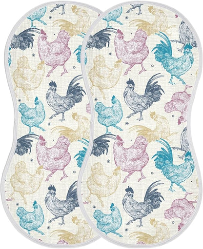 vvfelixl Baby Burp Cloths Chicken Collection Baby Newborn Cotton Burping Cloths Set Baby Washcloths 4 Pack Beige