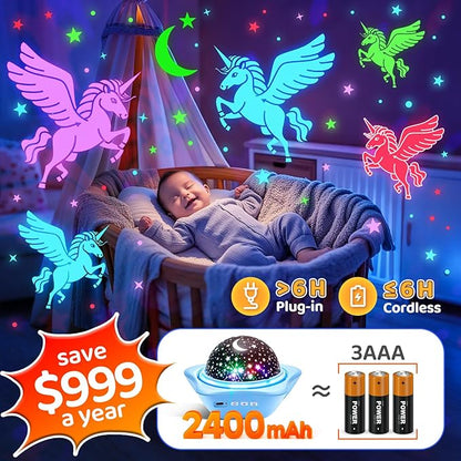One Fire Night Light for Kids Gifts, 6 Films+78 Lighting Modes Ceiling Star Projector,Rechargeable Night Light Projector,360°Rotion Star Lights for Bedroom Decor,Sensory Toys for Kids Valentines Gifts