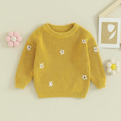 Mubineo Baby Girl Winter Clothes Cute Flower Sweater Crewneck Pullover Long Sleeve Knit Newborn Infant Sweaters