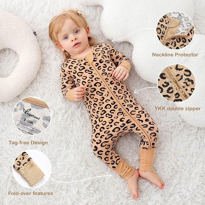 Unisex Infant Neutral Zipped Footies, Viscose from Bamboo 2-Way Zipper Romper Outfit, 0-24 Months One-piece Jumpsuit