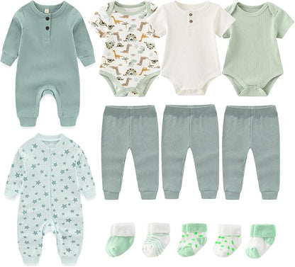 Baby Bodysuit and Pant Sets Ribbed Romper Soft Newborn Boy Girl Clothes Outfits Layette Gift Set