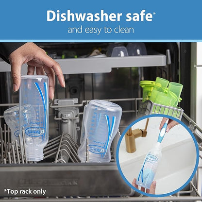 Dr. Brown’s Natural Flow Anti-Colic Options+ Narrow Breast to Bottle Pump & Store Feeding Set with Slow Flow Nipples, Baby Bottle Travel Caps and 100% Silicone HappyPaci One-Piece Pacifier, Blue