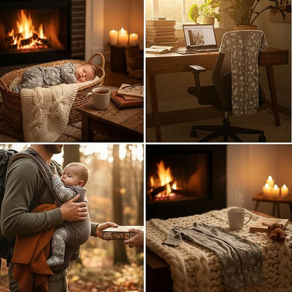 Babysoy Baby Long Sleeve Gown Sleep Sack, Ultra Soft Nightgown, Modern Prints, Reversible Mittens