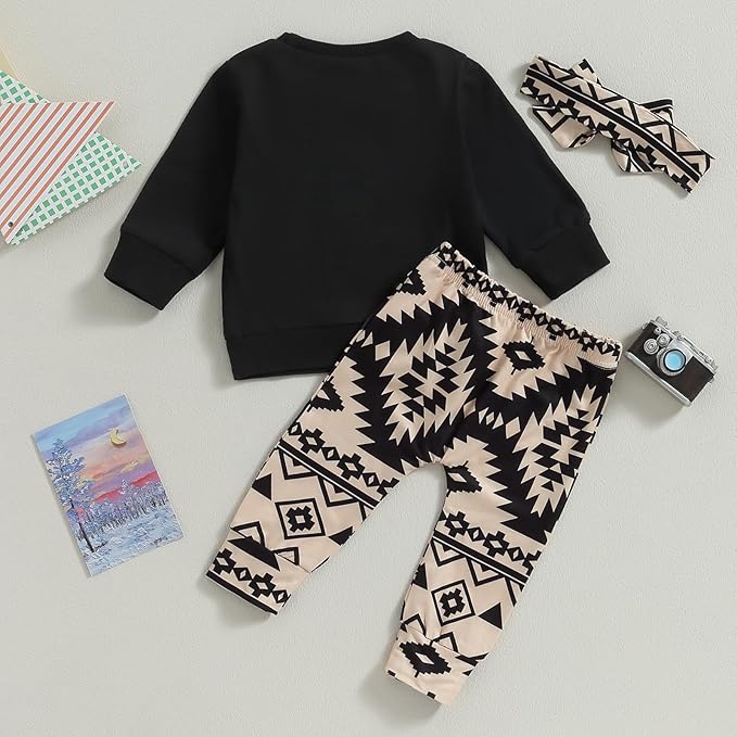 3Pcs Baby Girl Outfits Daisy Sweatshirt + Pants + Headband Infant Fall Winter Clothes