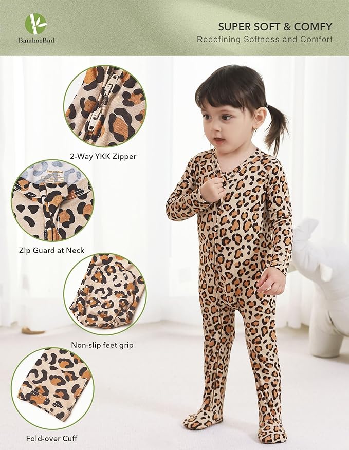 Baby Footie Romper Pajamas Unisex Newborn Infant Pjs Soft Rompers Viscose from Bamboo Sleepwear