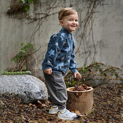 DAVE&BELLA Toddler Printed Polar Fleece Jacket, Zip Up Lightweight Outerwear for Kids Boys Girls Fall Spring Coat 2-9 Years