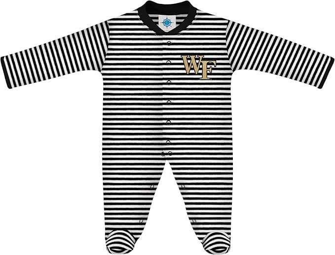 Creative Knitwear College Baby Striped Footed Romper - Team Logo, Multiple Colors, for Boys & Girls (0-9 Months)
