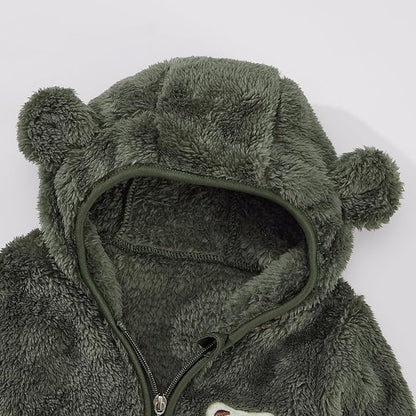 Baby Boys Girls Fleece Jackets Zip Up Hoodies Cute Bear Coats Fall Winter Fuzzy Jacket Newborn Boys Girls Outwear