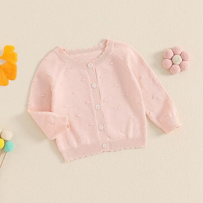 Newborn Baby Girl Knit Sweater Cardigan Winter Warm Button Down Sweatshirt Top Jacket Outfit Cute Infant Fall Clothes