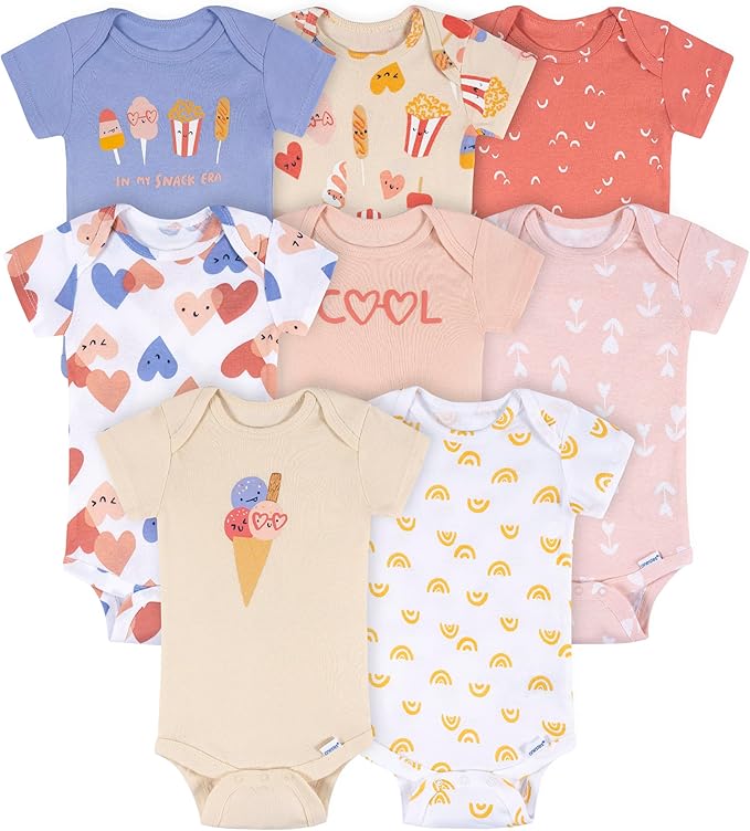 Onesies Brand baby-girls 8-pack Short Sleeve Mix & Match Bodysuits