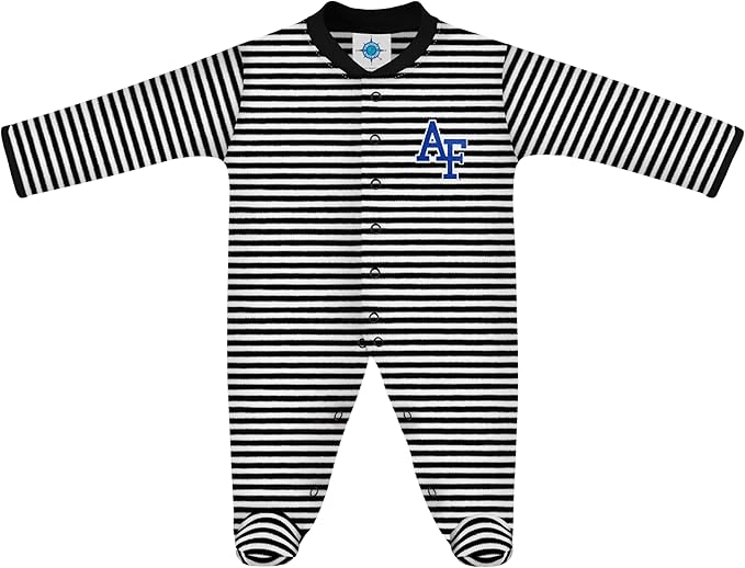 Creative Knitwear College Baby Striped Footed Romper - Team Logo, Multiple Colors, for Boys & Girls (0-9 Months)